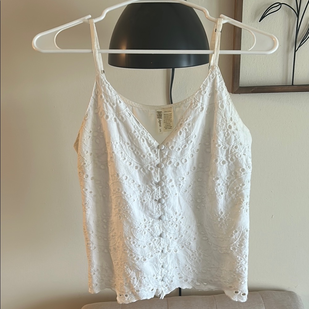 White Buttoned Crop Camisole
